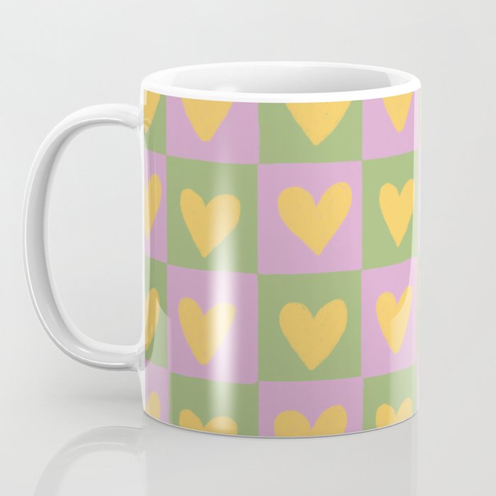 Checker yellow hearts Coffee Mug Gallery Image 3