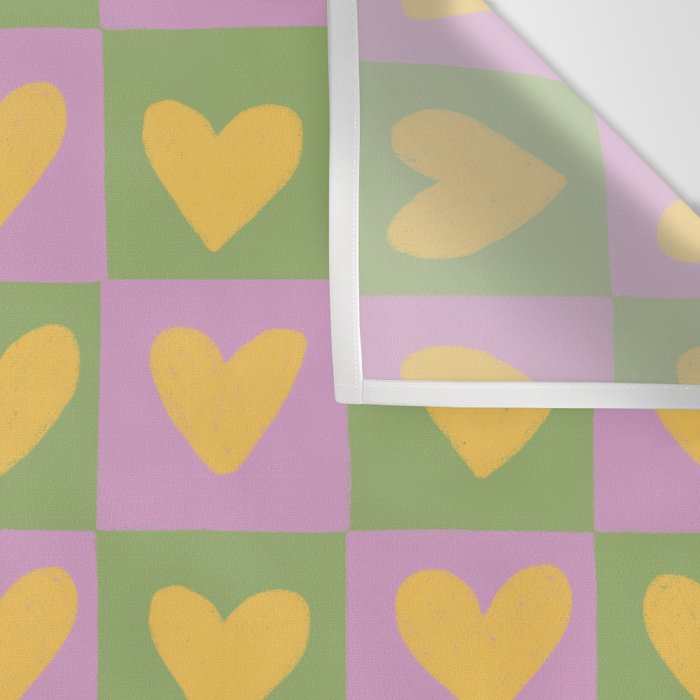 Checker yellow hearts Wall Tapestry Gallery Image 3