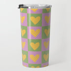 Checker yellow hearts Travel Mug Gallery Image 3