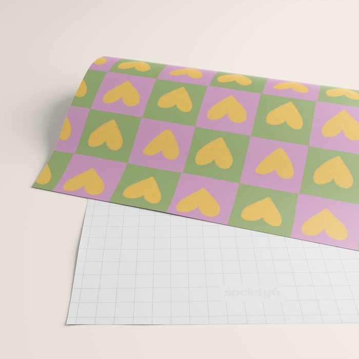 Checker yellow hearts Wrapping Paper Gallery Image 2
