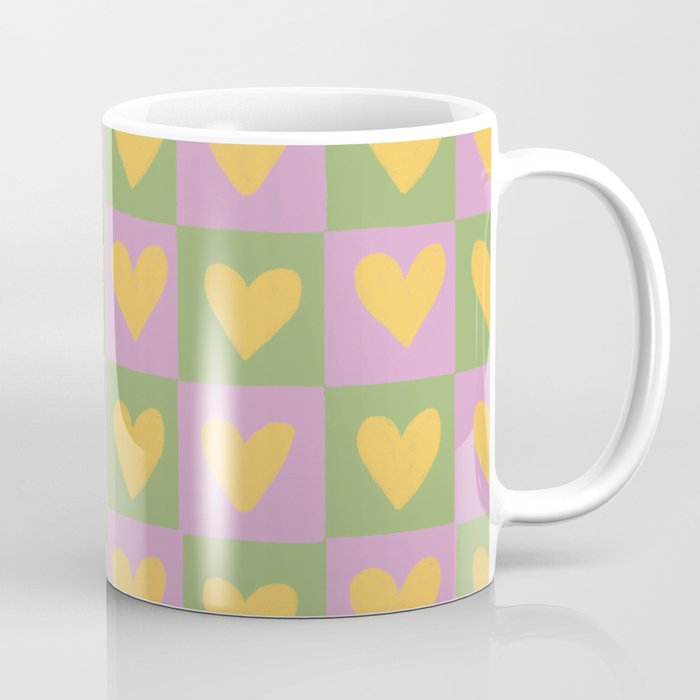 Checker yellow hearts Coffee Mug Gallery Image 1