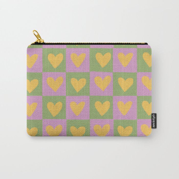 Checker yellow hearts Carry All Pouch Gallery Image 1