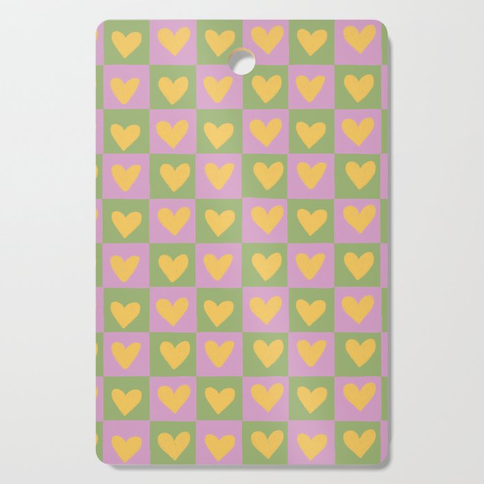 Checker yellow hearts Cutting Board Gallery Image 1
