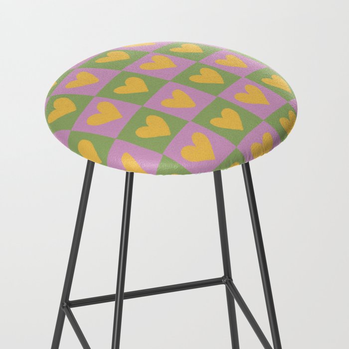 Checker yellow hearts Stool Gallery Image 2