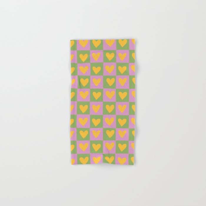 Checker yellow hearts Towels Gallery Image 1