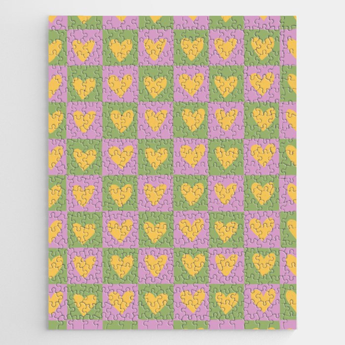 Checker yellow hearts Jigsaw Puzzle Gallery Image 1