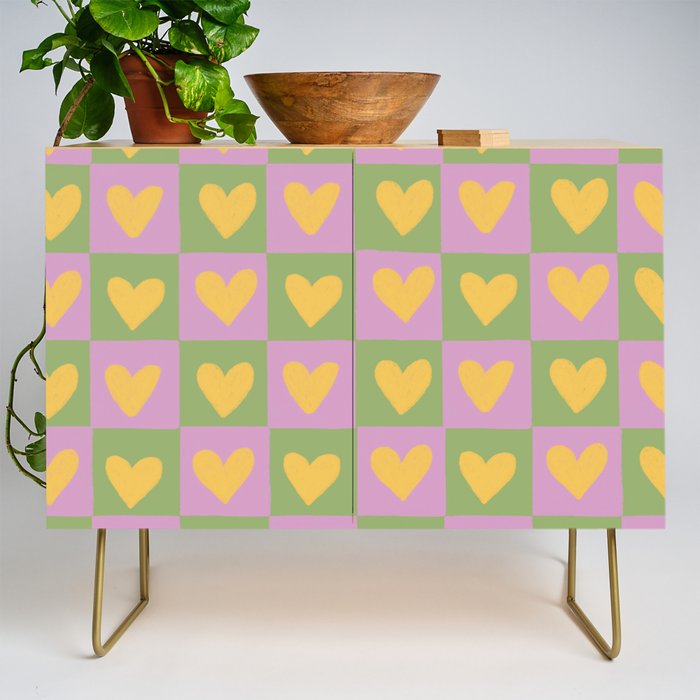 Checker yellow hearts Credenza Gallery Image 1