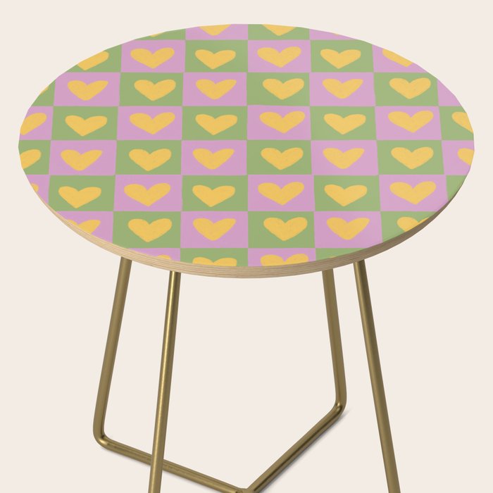Checker yellow hearts Side Table Gallery Image 2