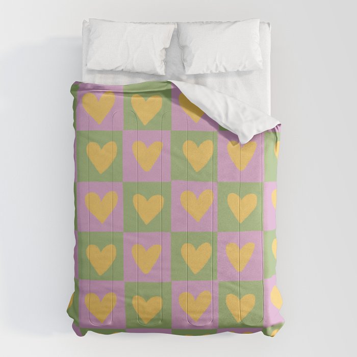 Checker yellow hearts Comforter Gallery Image 6