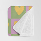 Checker yellow hearts Throw Blanket Gallery Image 3