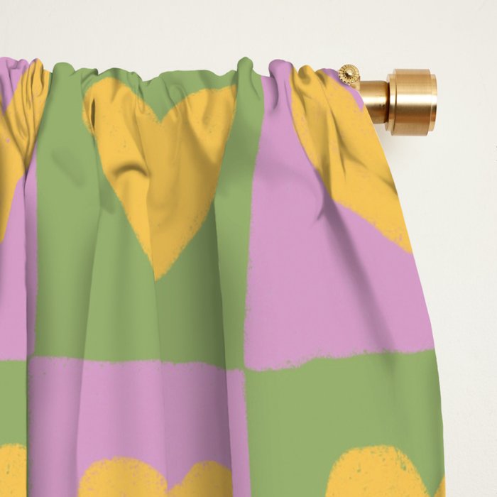 Checker yellow hearts Window Curtain Gallery Image 2