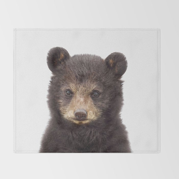 Baby Bear, Bear Cub, Kids Art, Baby Animals Art Print By Synplus Throw Blanket Gallery Image 2
