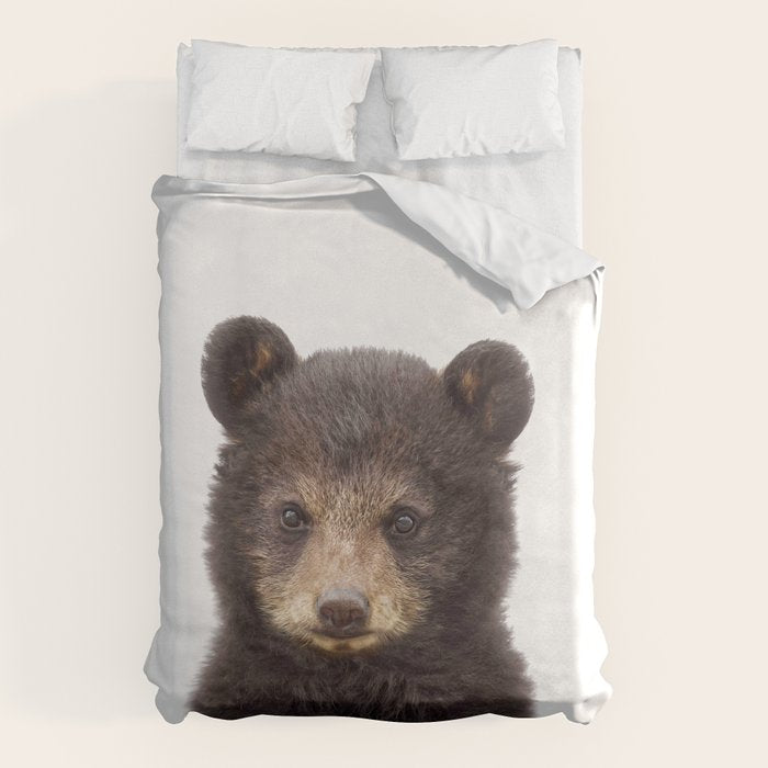 Baby Bear, Bear Cub, Kids Art, Baby Animals Art Print By Synplus Duvet Cover Gallery Image 1