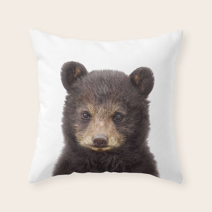 Baby Bear, Bear Cub, Kids Art, Baby Animals Art Print By Synplus Throw Pillow Gallery Image 1