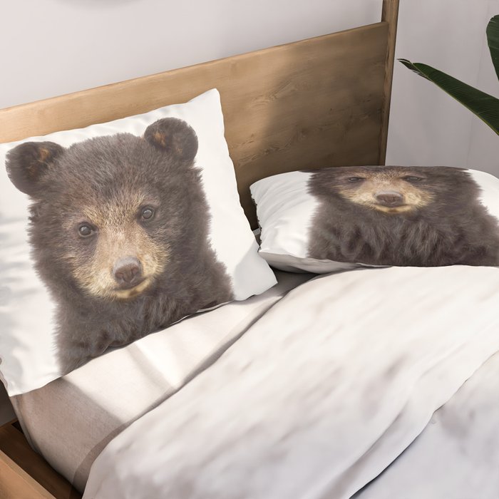 Baby Bear, Bear Cub, Kids Art, Baby Animals Art Print By Synplus Pillow Sham Gallery Image 2