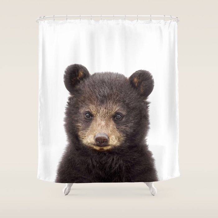 Baby Bear, Bear Cub, Kids Art, Baby Animals Art Print By Synplus Shower Curtain Gallery Image 1