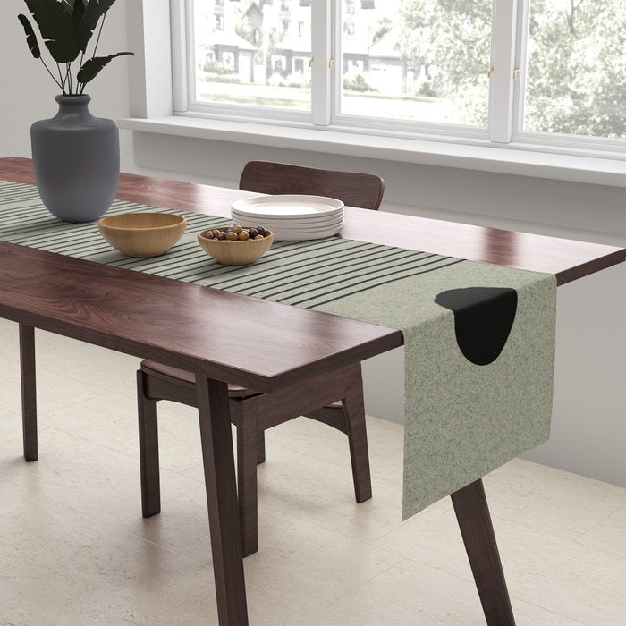 Green Organic Texture Geometric  Table Runner Gallery Image 2