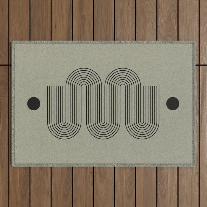 Green Organic Texture Geometric  Outdoor Rug Gallery Image 1