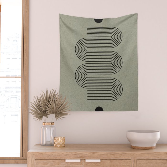 Green Organic Texture Geometric  Wall Tapestry Gallery Image 2