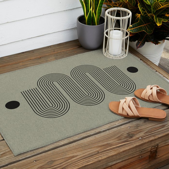 Green Organic Texture Geometric  Outdoor Rug Gallery Image 2