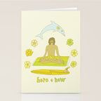 here in now surf meditate gerry lopez // retro art by surfy birdy Stationery Card Gallery Image 2