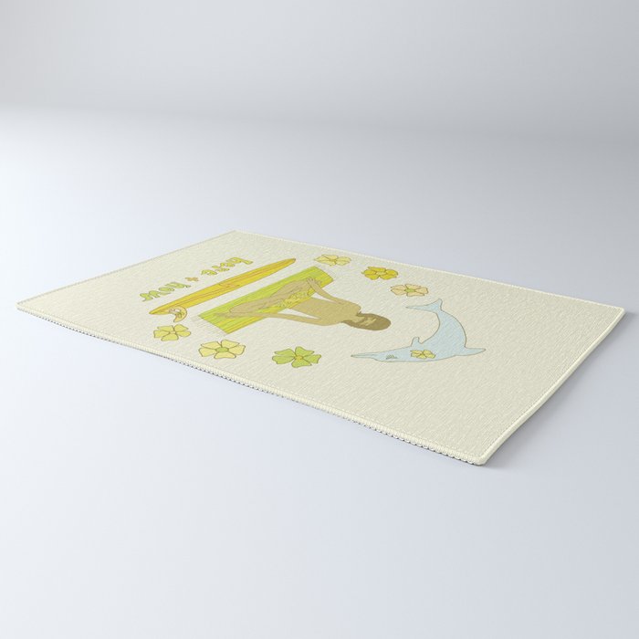 here in now surf meditate gerry lopez // retro art by surfy birdy Rug Gallery Image 3