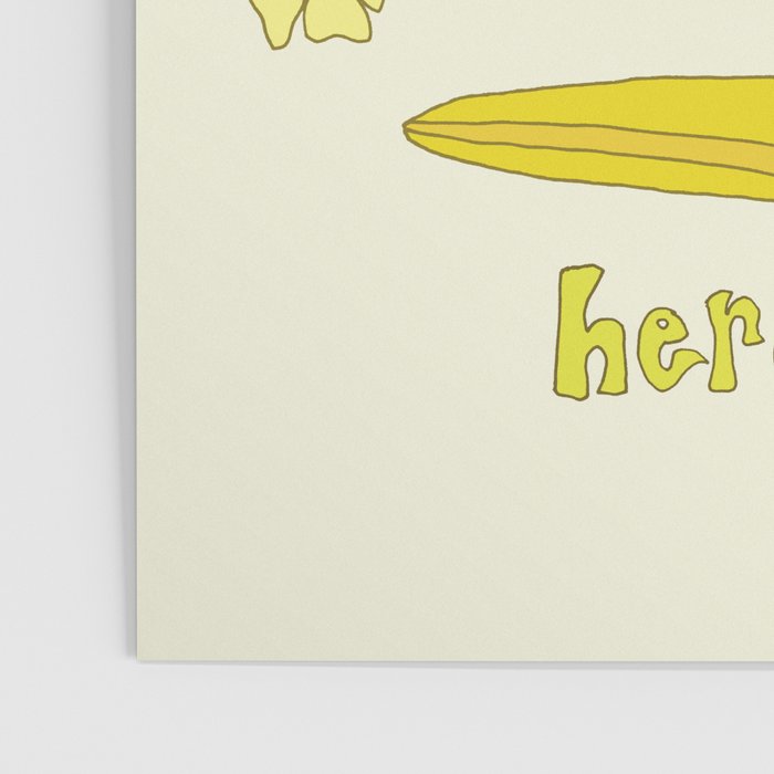 here in now surf meditate gerry lopez // retro art by surfy birdy Poster Gallery Image 3