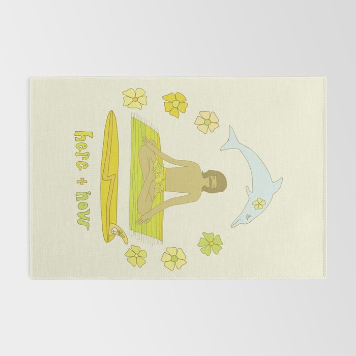 here in now surf meditate gerry lopez // retro art by surfy birdy Rug Gallery Image 2