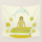 here in now surf meditate gerry lopez // retro art by surfy birdy Wall Tapestry Gallery Image 4