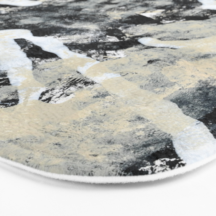 003: a vibrant abstract design in black and white by Alyssa Hamilton Art  Bath Mat Gallery Image 3