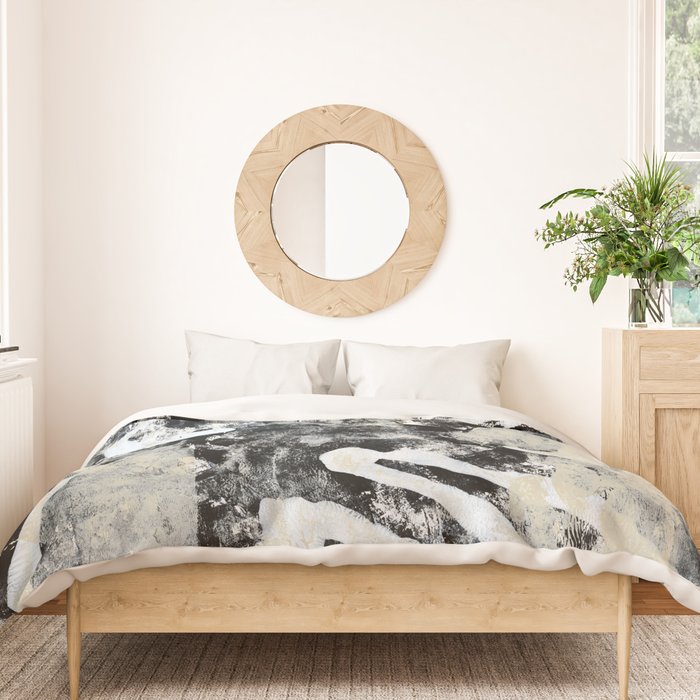 003: a vibrant abstract design in black and white by Alyssa Hamilton Art  Duvet Cover Gallery Image 3