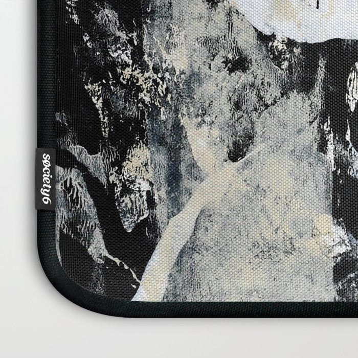 003: a vibrant abstract design in black and white by Alyssa Hamilton Art  Laptop Sleeve Gallery Image 3