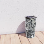 003: a vibrant abstract design in black and white by Alyssa Hamilton Art  Travel Mug Gallery Image 4