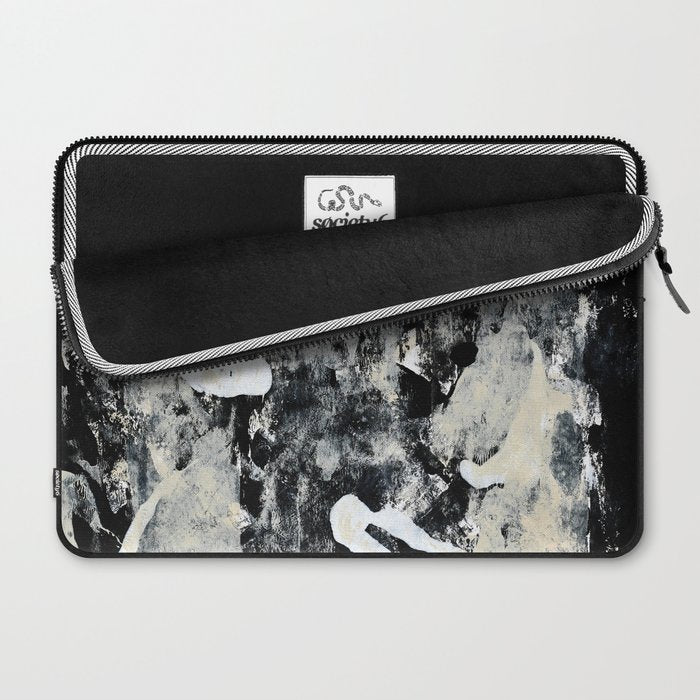 003: a vibrant abstract design in black and white by Alyssa Hamilton Art  Laptop Sleeve Gallery Image 2