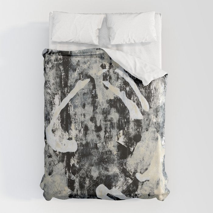 003: a vibrant abstract design in black and white by Alyssa Hamilton Art  Duvet Cover Gallery Image 6