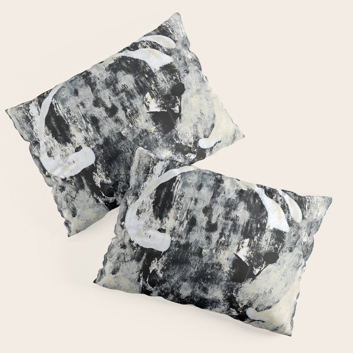 003: a vibrant abstract design in black and white by Alyssa Hamilton Art  Pillow Sham Gallery Image 3