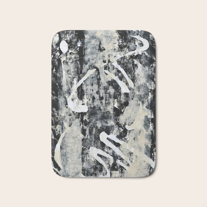 003: a vibrant abstract design in black and white by Alyssa Hamilton Art  Bath Mat Gallery Image 1