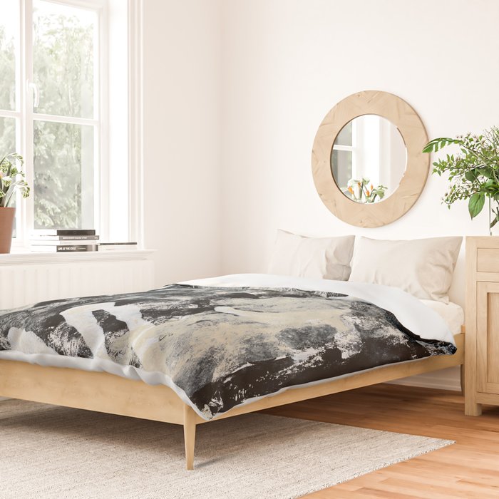 003: a vibrant abstract design in black and white by Alyssa Hamilton Art  Duvet Cover Gallery Image 2