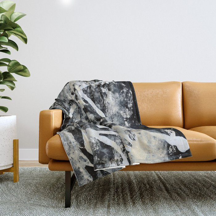 003: a vibrant abstract design in black and white by Alyssa Hamilton Art  Throw Blanket Gallery Image 1