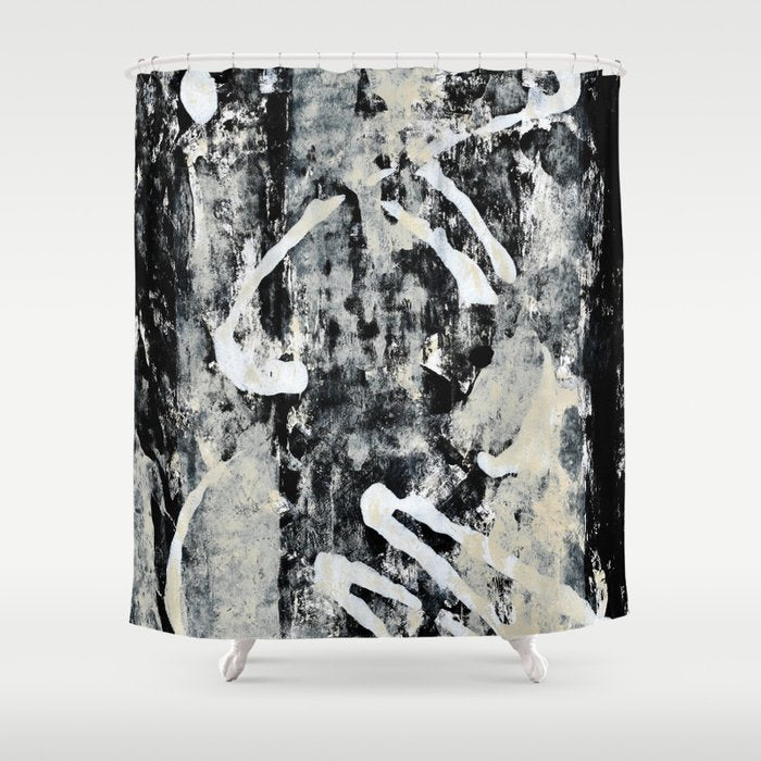 003: a vibrant abstract design in black and white by Alyssa Hamilton Art  Shower Curtain Gallery Image 1