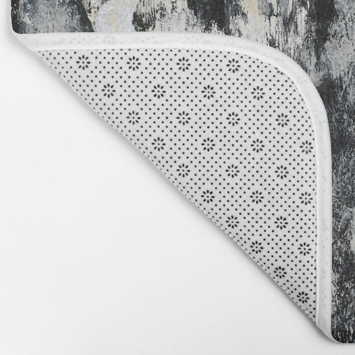 003: a vibrant abstract design in black and white by Alyssa Hamilton Art  Bath Mat Gallery Image 2