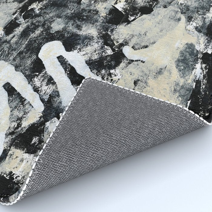 003: a vibrant abstract design in black and white by Alyssa Hamilton Art  Rug Gallery Image 4