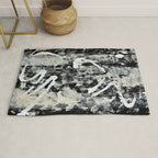 003: a vibrant abstract design in black and white by Alyssa Hamilton Art  Rug Gallery Image 1