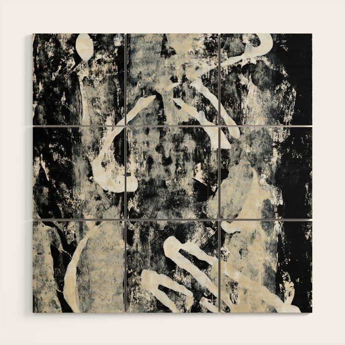 003: a vibrant abstract design in black and white by Alyssa Hamilton Art  Wood Wall Art Gallery Image 1