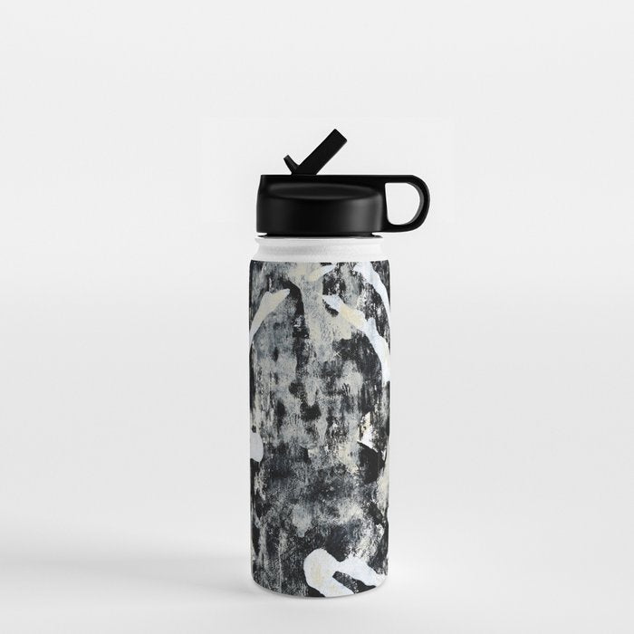 003: a vibrant abstract design in black and white by Alyssa Hamilton Art  Water Bottle Gallery Image 1