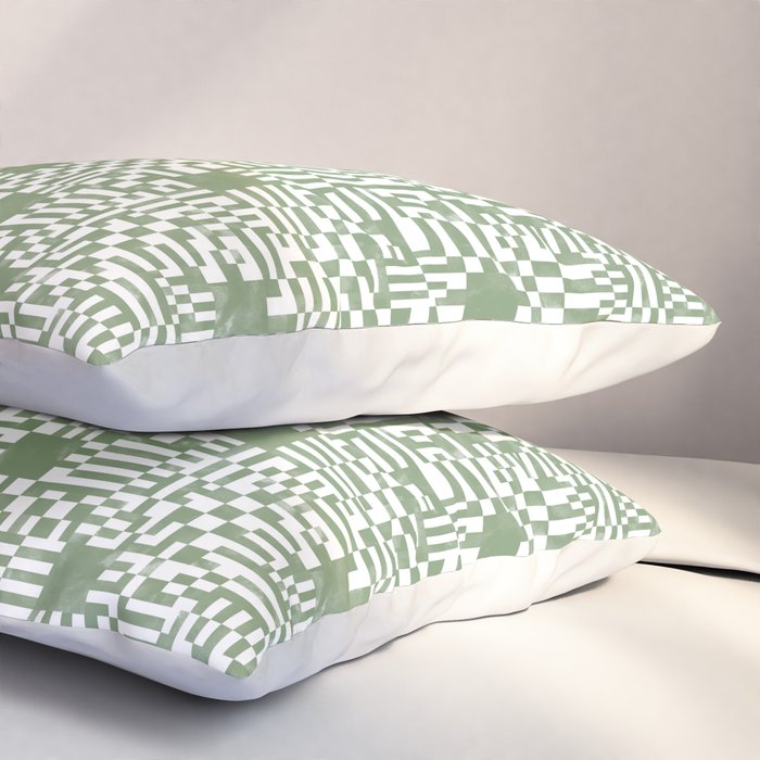 Green Op Art Vibes Pillow Sham Gallery Image 3