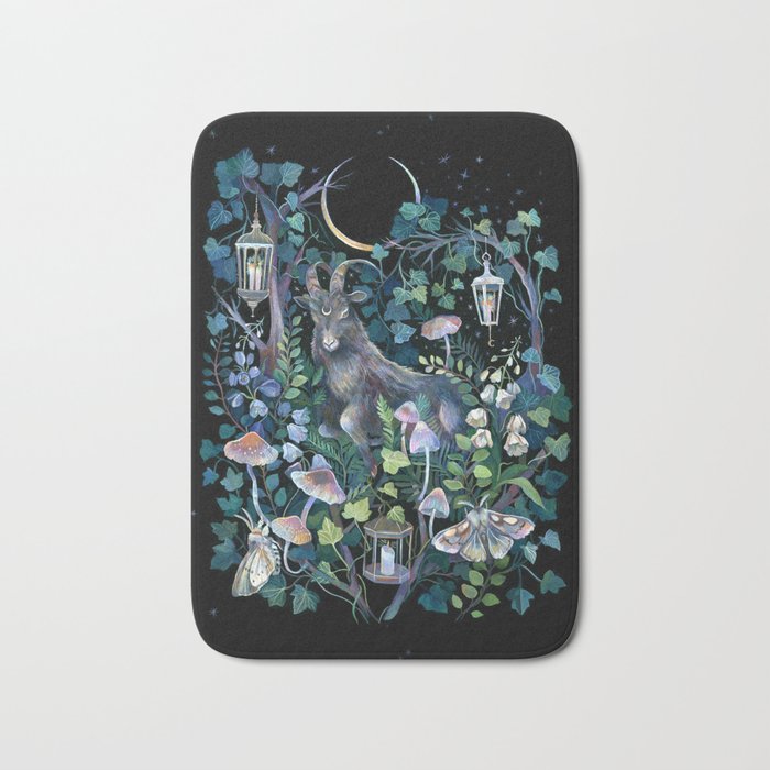Black Goat Moon Garden Bath Mat Gallery Image 1