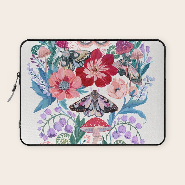 Floral moth painting Laptop Sleeve Gallery Image 1