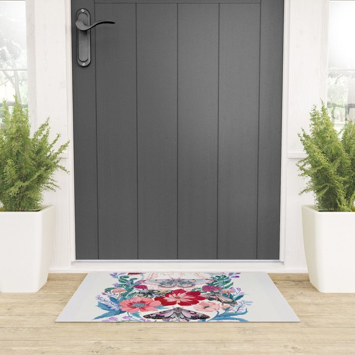 Floral moth painting Welcome Mat Gallery Image 3