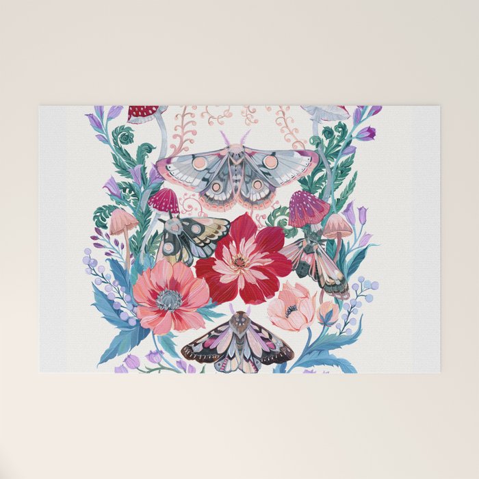 Floral moth painting Welcome Mat Gallery Image 1